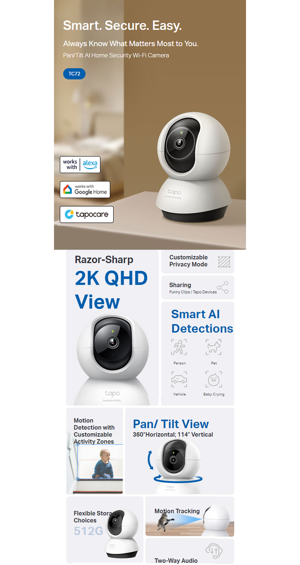 Tapo Official Store | TP-Link | TC72 | Indoor | Pan/Tilt | Home ...