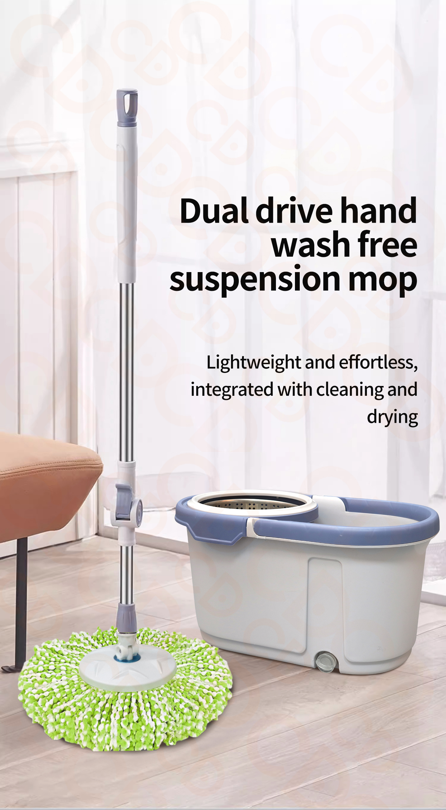 CD Mop with Spinner and Separable Bucket Wet and Dry Map Floor Cleaning ...