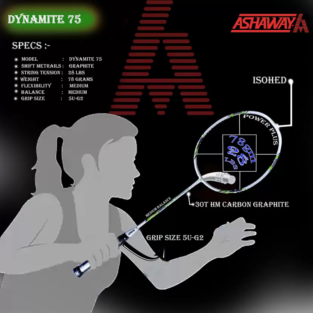 ASHAWAY DYNAMITE 75 Badminton Racket Shiny with BAG and Unstrung ...