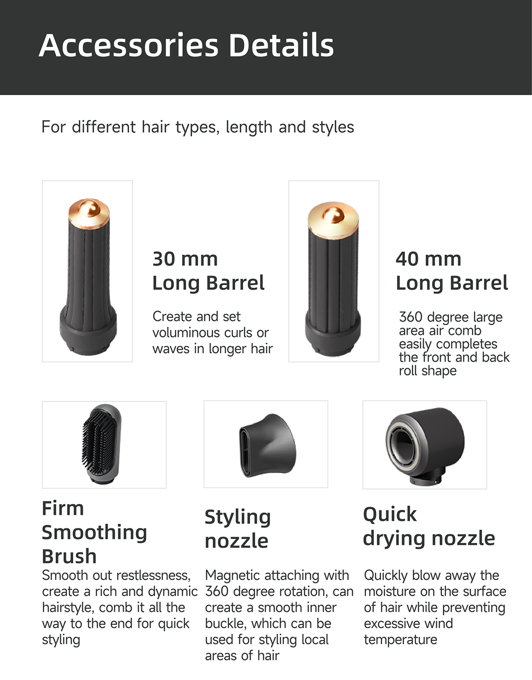 Fitz 5-in-1 Hair Styling Set Drying & Curling Smart Heat Control ...