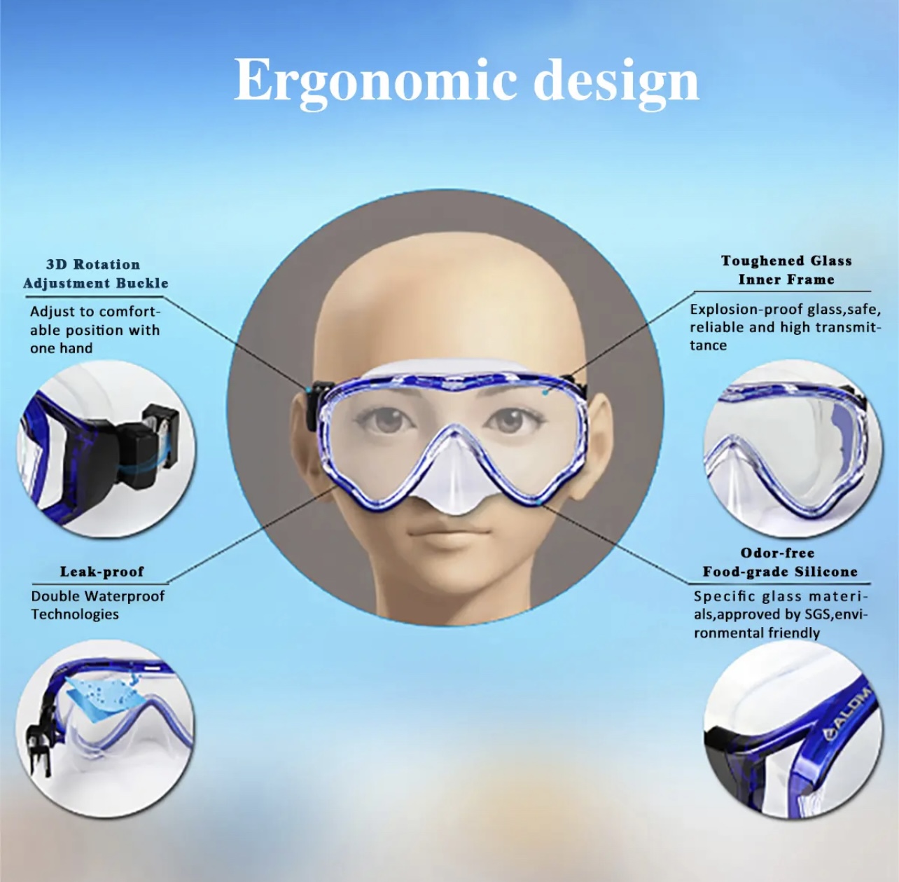 QSJ02 Diving Mask Diving Goggles Tempered Glass Original Snorkeling ...