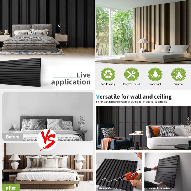 WPC Wall Panel Board Sticker 3D Grille Design Ecological TV Background