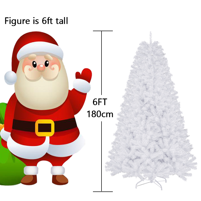 METECH 4/5/6/7/8FT Christmas Decoration PVC White Christmas Tree ...