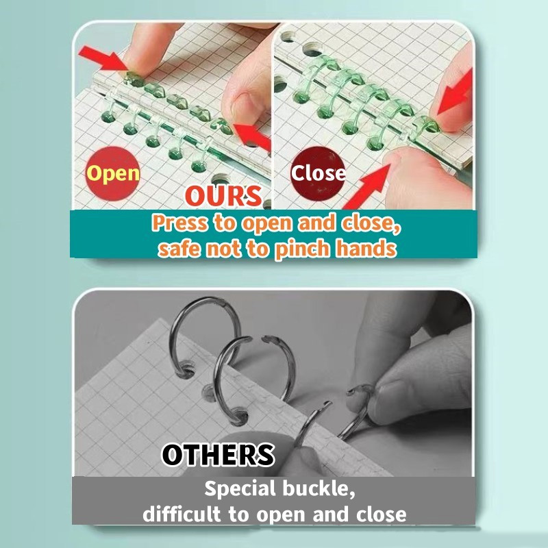 5 Hole Binding Ring DIY Transparent Plastic Binder Loop A4 A5 A6 Loose ...