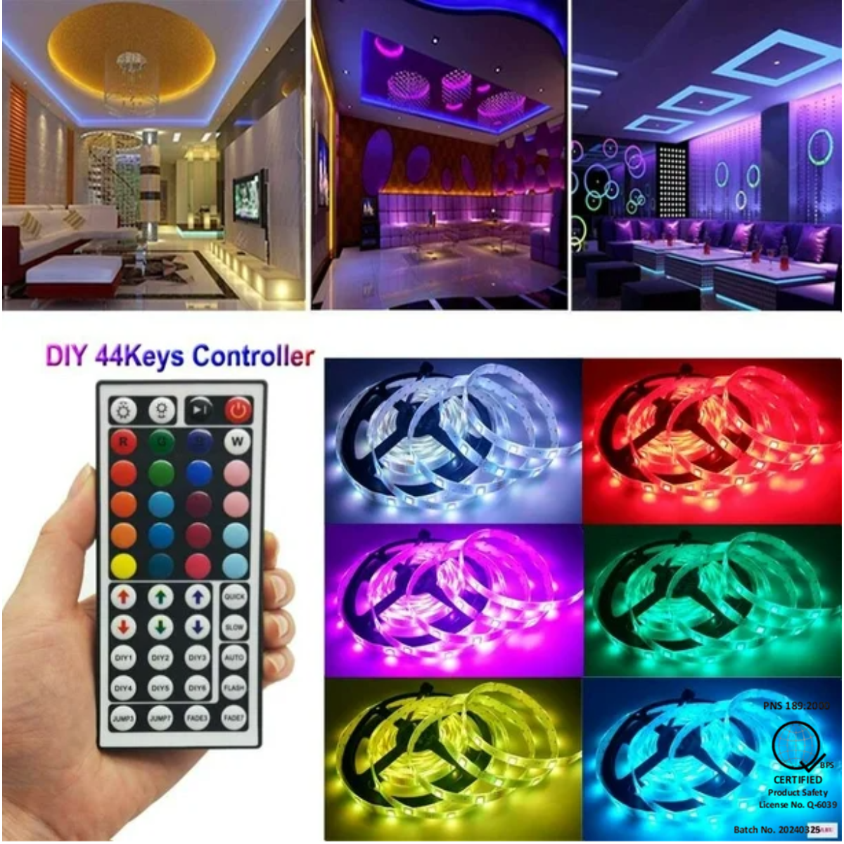 LED RGB USB Strip Light SMD 5050 Flexible Strip Lights with 44-key ...