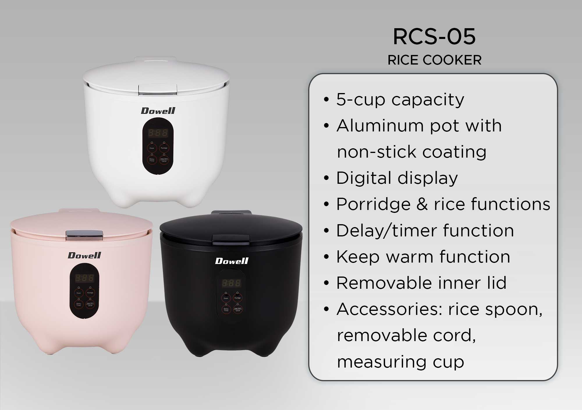 Dowell 5 Cup Capacity Digital Rice Cooker | RC-5UP | Shopee Philippines