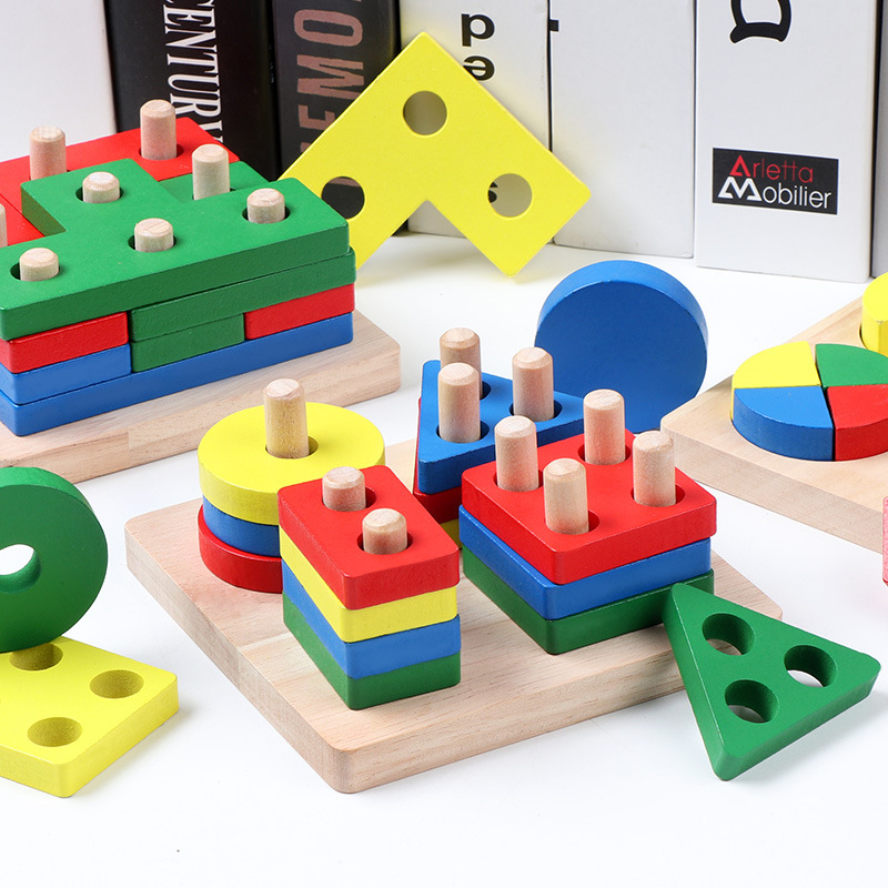 Timi Wooden Educational Toys Shape Puzzle Color Geometric Board Jigsaw ...