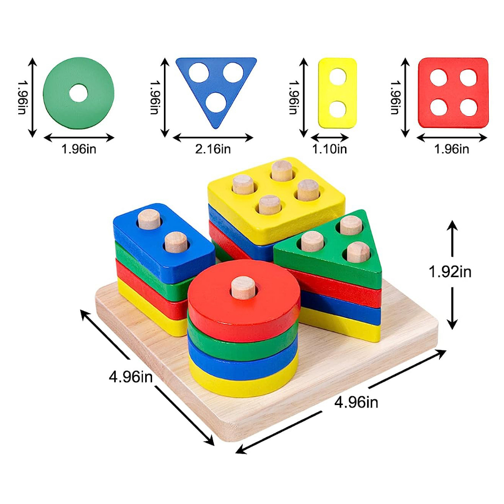 Timi Wooden Educational Toys Shape Puzzle Color Geometric Board Jigsaw ...