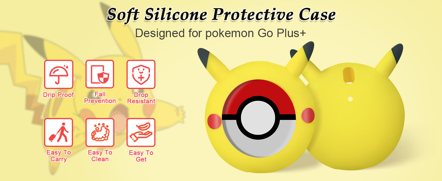 BONAEVER Protective Silicone Case For Pokémon Go Plus + 2023 Cover Case