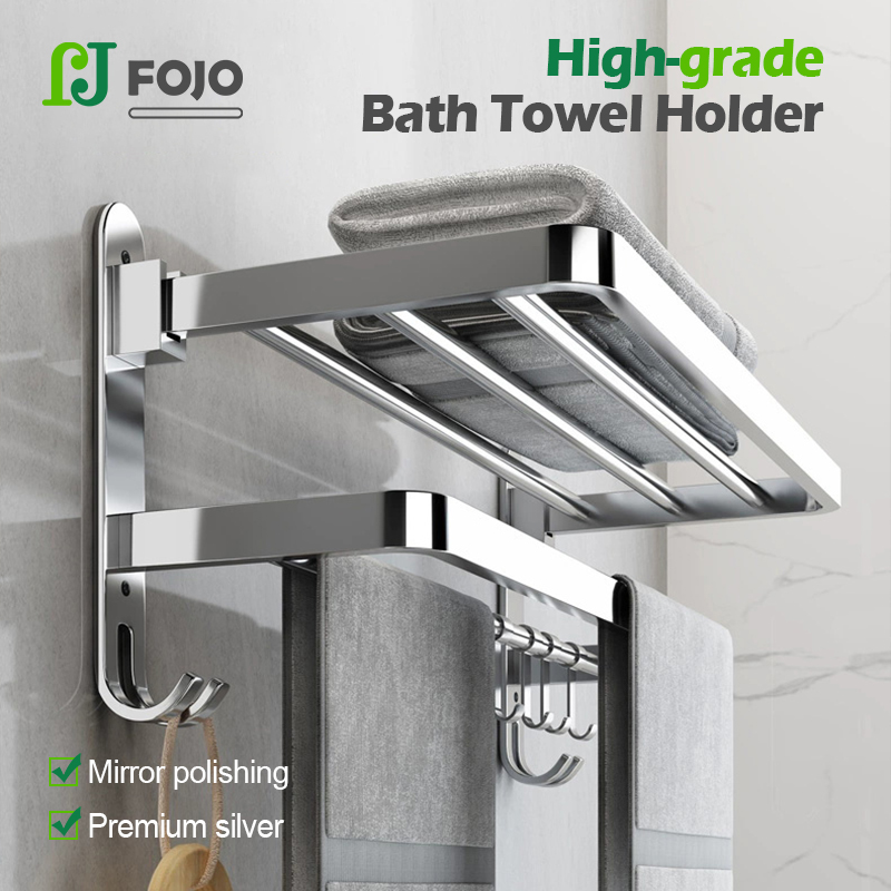【FOJO】Foldable SUS304 Stainless Steel Towel Rack Bathroom Rack Hanging ...
