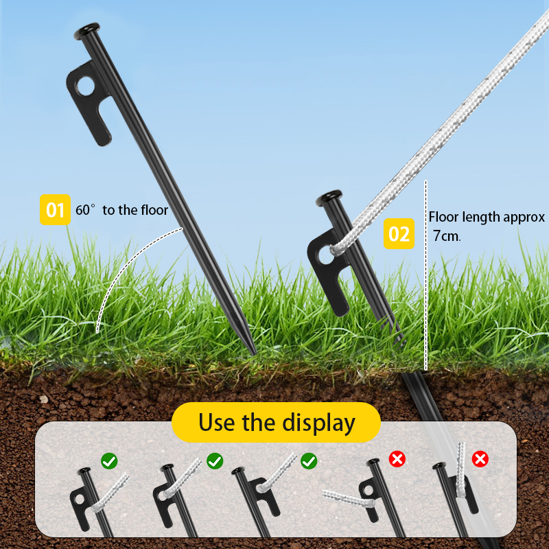20/30/40cm Peg Stake Camping Peg Tent Peg Tarp 8mm Diameter Flysheet ...