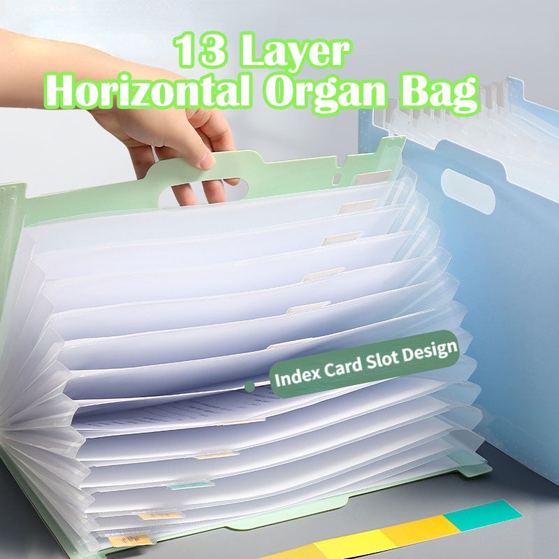 Expanding File Folder Document storage with handle 13 Pockets Size Long ...