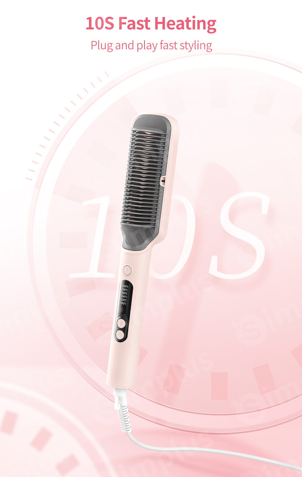 Simplus Hair Straightener Brush Comb Negative Ion Hair Brush Hair ...