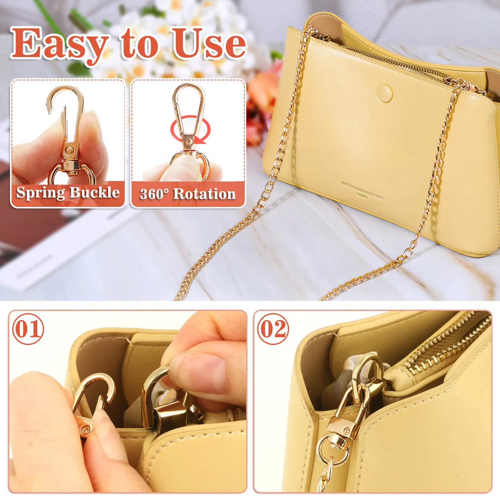 120CM Lengthened Metal Bag Chain DIY Woven Bag Chain Women Purse Chain ...