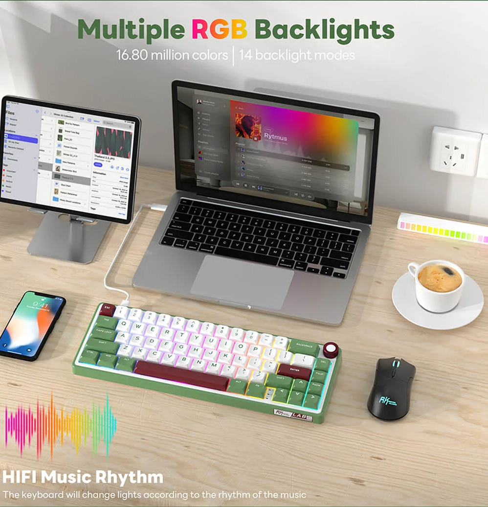 Royal Kludge R65 Single-Mode RGB 66-Keys Hot-Swappable Mechanical ...