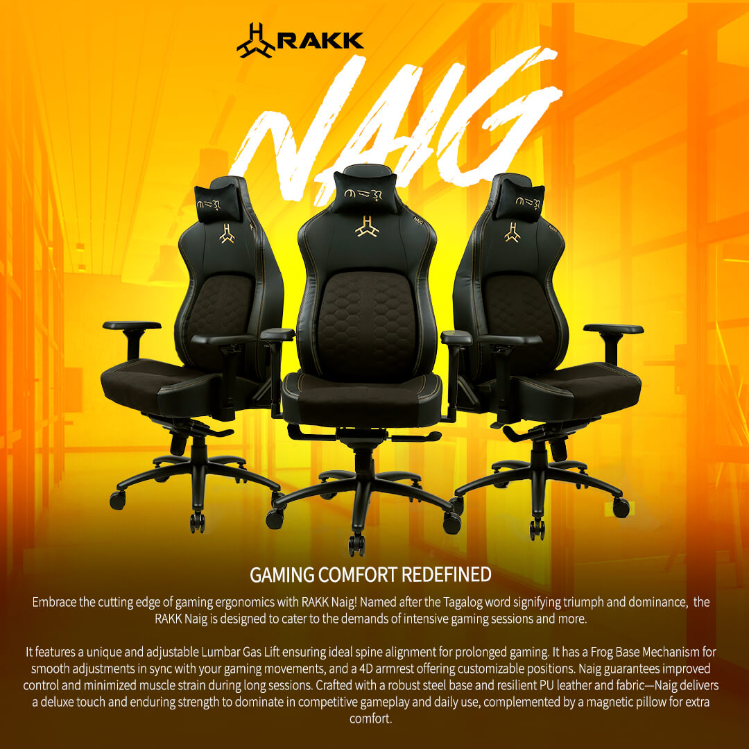 RAKK NAIG Gaming Chair Black Shopee Philippines