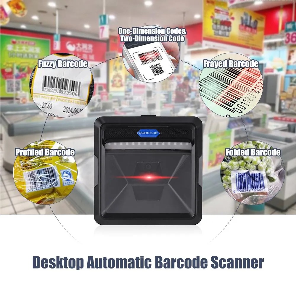 LogicOwl POS Counter Flatbed 1D 2D Barcode QR Code Scanner for Desktop ...