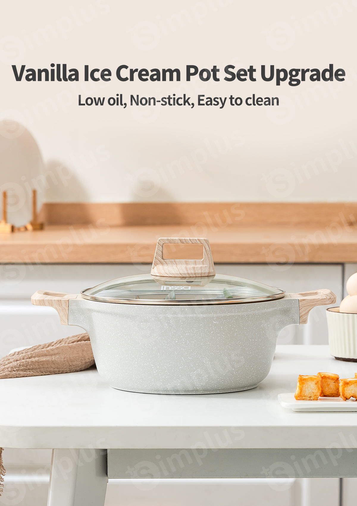 INSSA Soup Pot 24cm Non Stick Cooking Pot PFOA Free Suitable For All ...