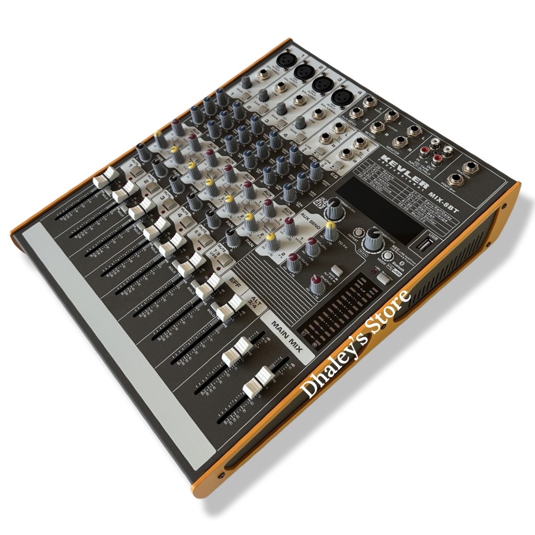 Kevler Professional MIX-8BT 8-Channel Mixer 4 Mic / Line 2 Aux Audio ...