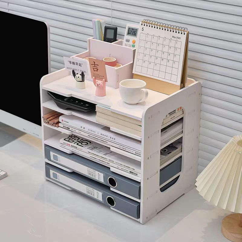 Desktop Storage Box Bookshelf File Rack Office Supplies Bookshelf ...