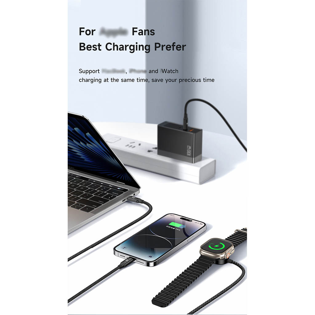 Awei W23 Quick Charging 5A 100W Fast Charger 3in1 Multifunctional Cable ...