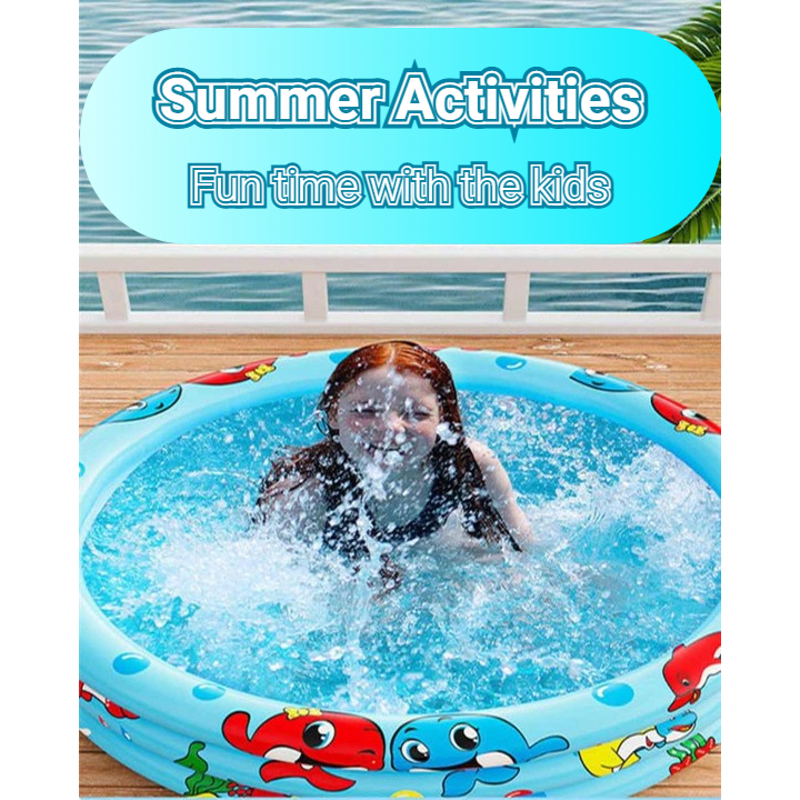 90cm Inflatable Swimming Pool for Baby Cartoon Kids Round Inflatable ...