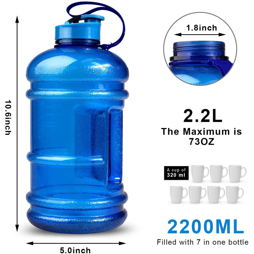 2.2L Big Water Bottle Half Gallon Bottle Gym Sport Tumbler for Camping ...
