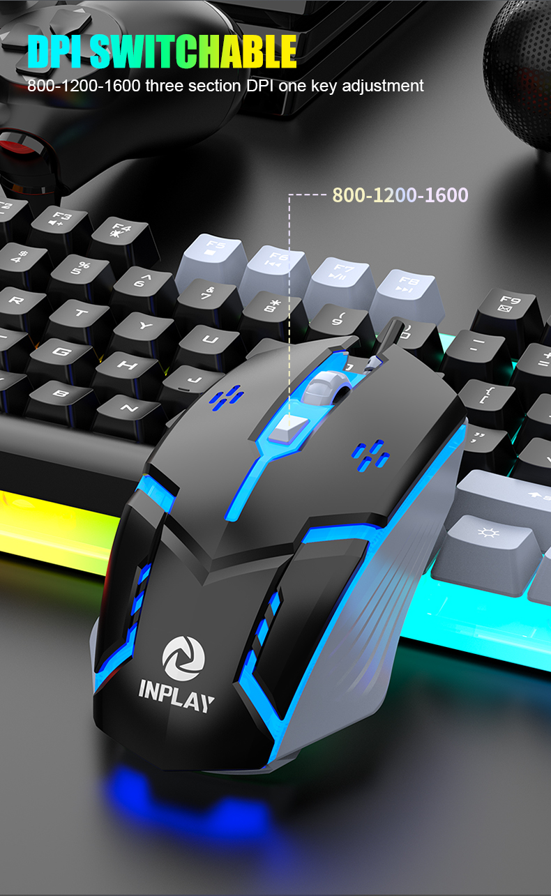 Inplay STX365 Colorful Keyboard and Mouse Set Combo Wired Gaming ...