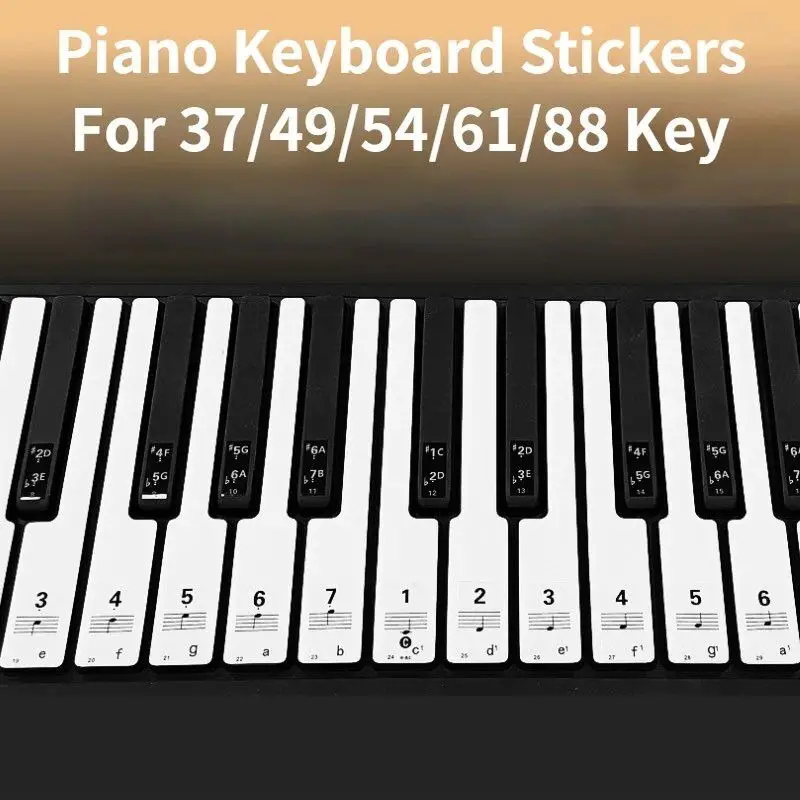 RIXTON 88/61/54 Key Piano Beginner Keyboard Sticker Musical Notation ...
