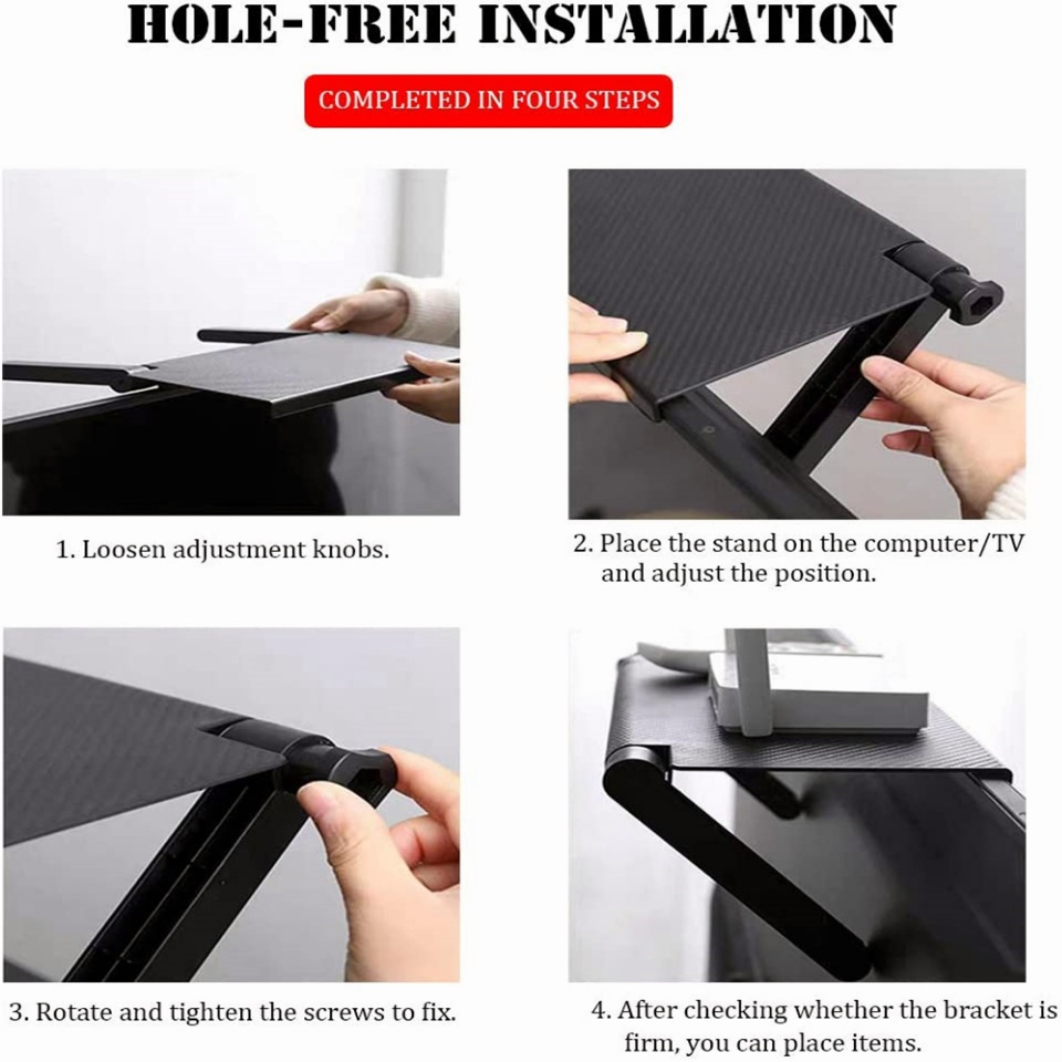 Adjustable Screen Caddy TV Shelf Screen Rack Foldable Holder Mount ...