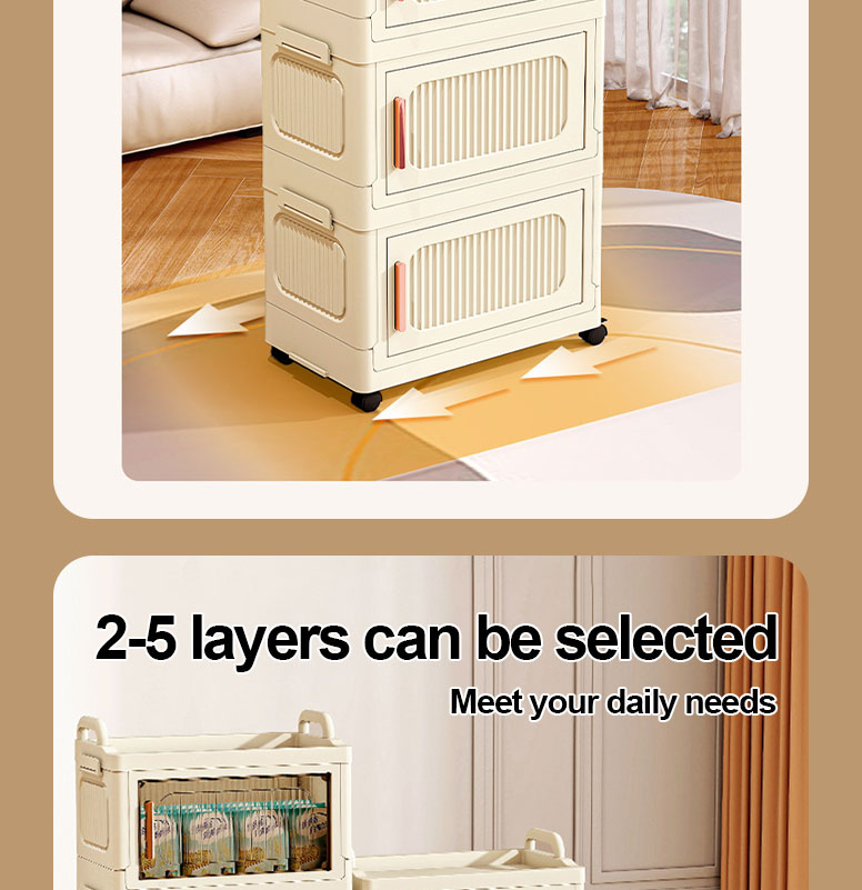 Foldable Gap Storage Cabinet Movable Plastic Cabinet with Wheel Home ...