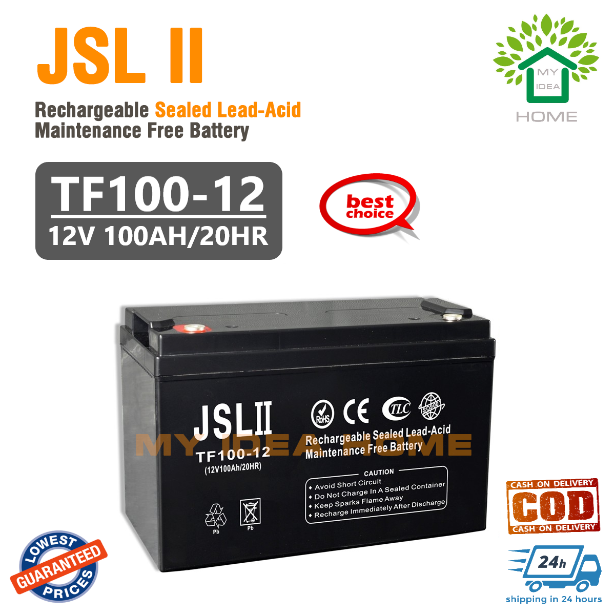 JSL II Brand 12V 100AH For Solar SET UP Rechargeable Sealed Lead-Acid ...