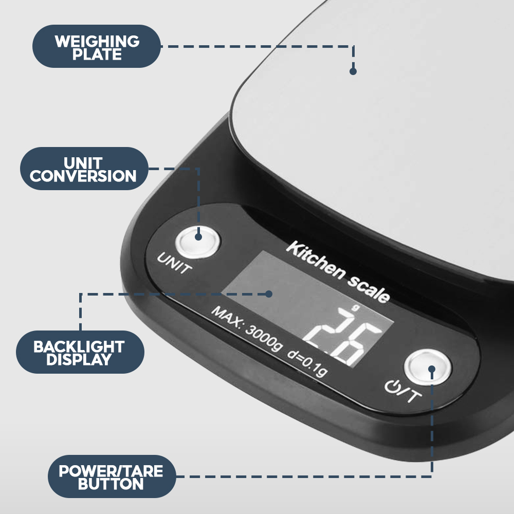 Digital Kitchen Scale with LCD Display – 0.1g Precision, 3kg Capacity ...