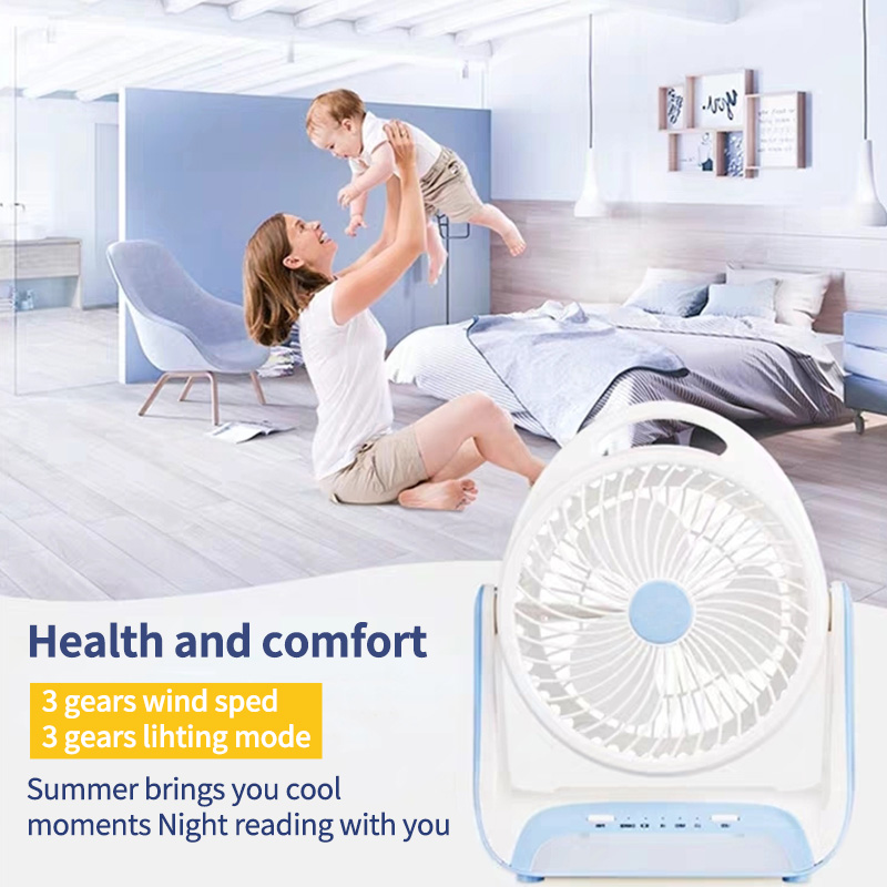 3 IN 1 Rechargeable Fan 6'' AC/DC Portable Electric Fan With Led Light ...