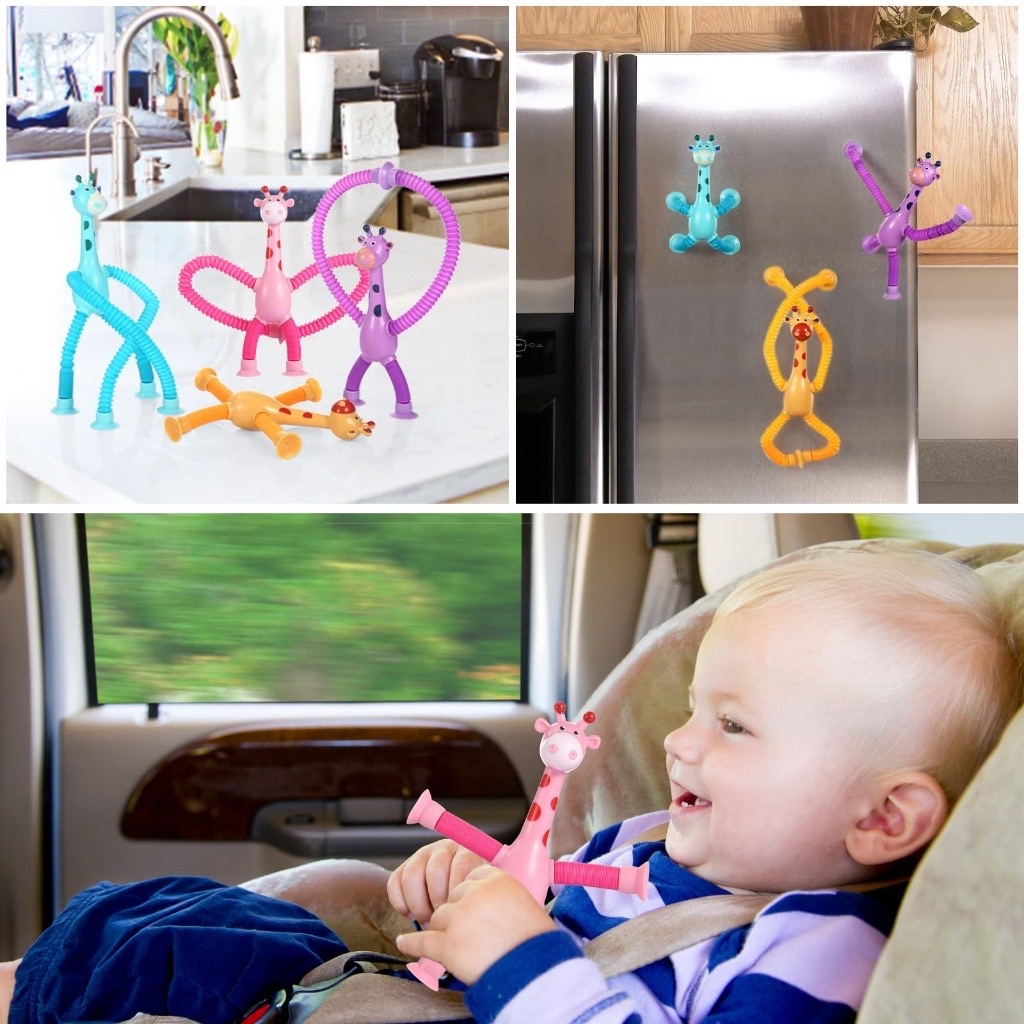 LED Deformation Telescopic Toy Giraffe Cartoon Suction Cup giraffe ...