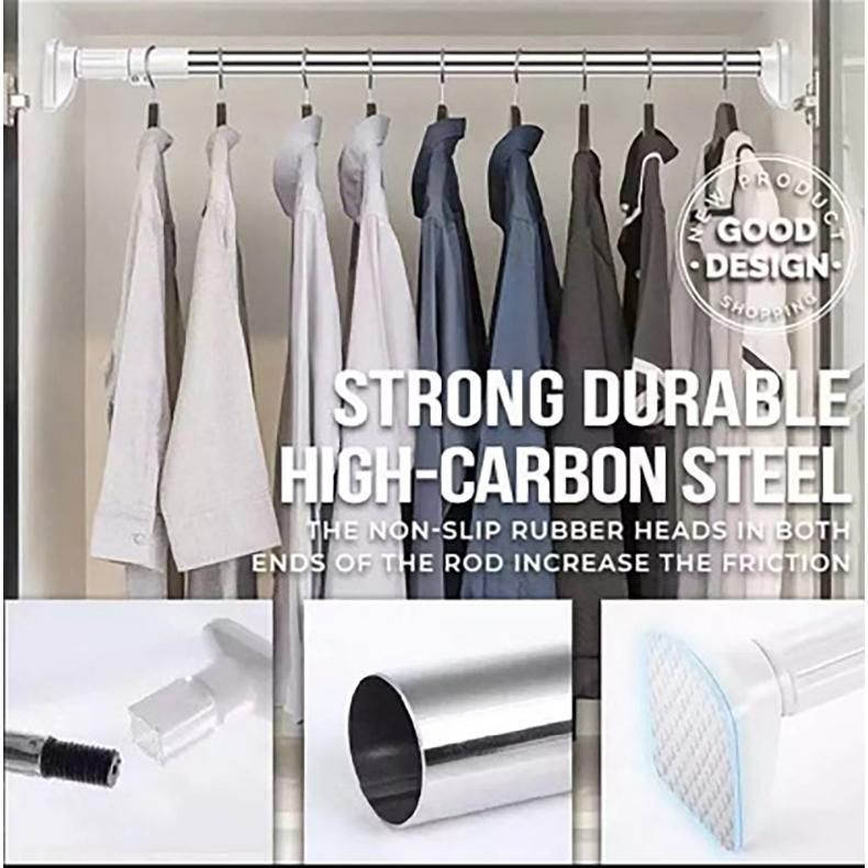 Extendable No Drilling Pole Adjustable Telescopic Clothes Drying Rack ...