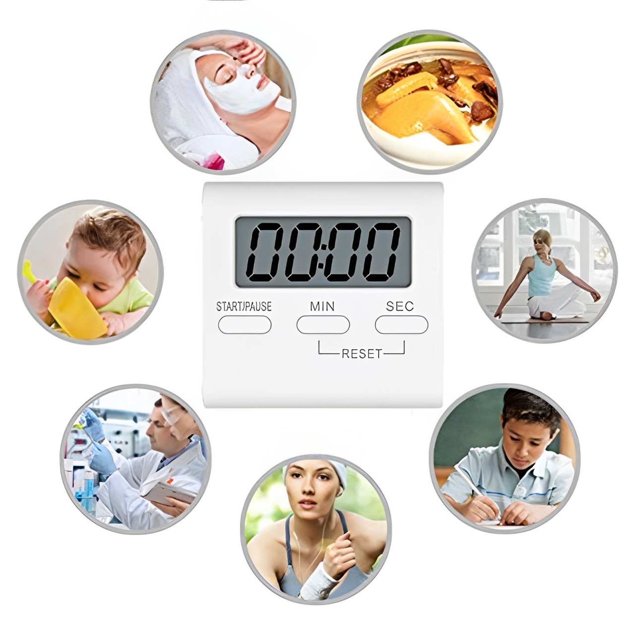 White Digital Kitchen Timer Cooking Digits Loud Alarm Magnetic Backing ...