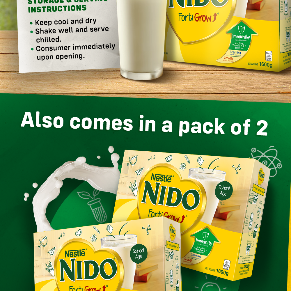 Nido Fortigrow Fortified Powdered Milk Drink 1.6kg - Pack of 2 | Shopee ...
