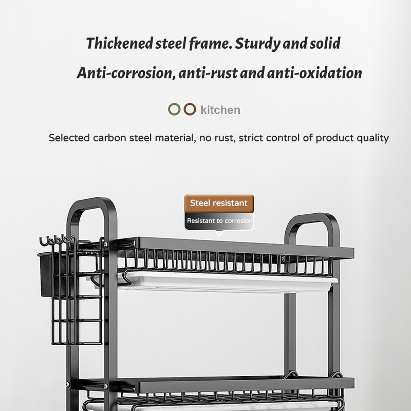 CHIT 2/3 Tiers Kitchen Dish Rack Multi-Purpose Carbon Steel Storage ...