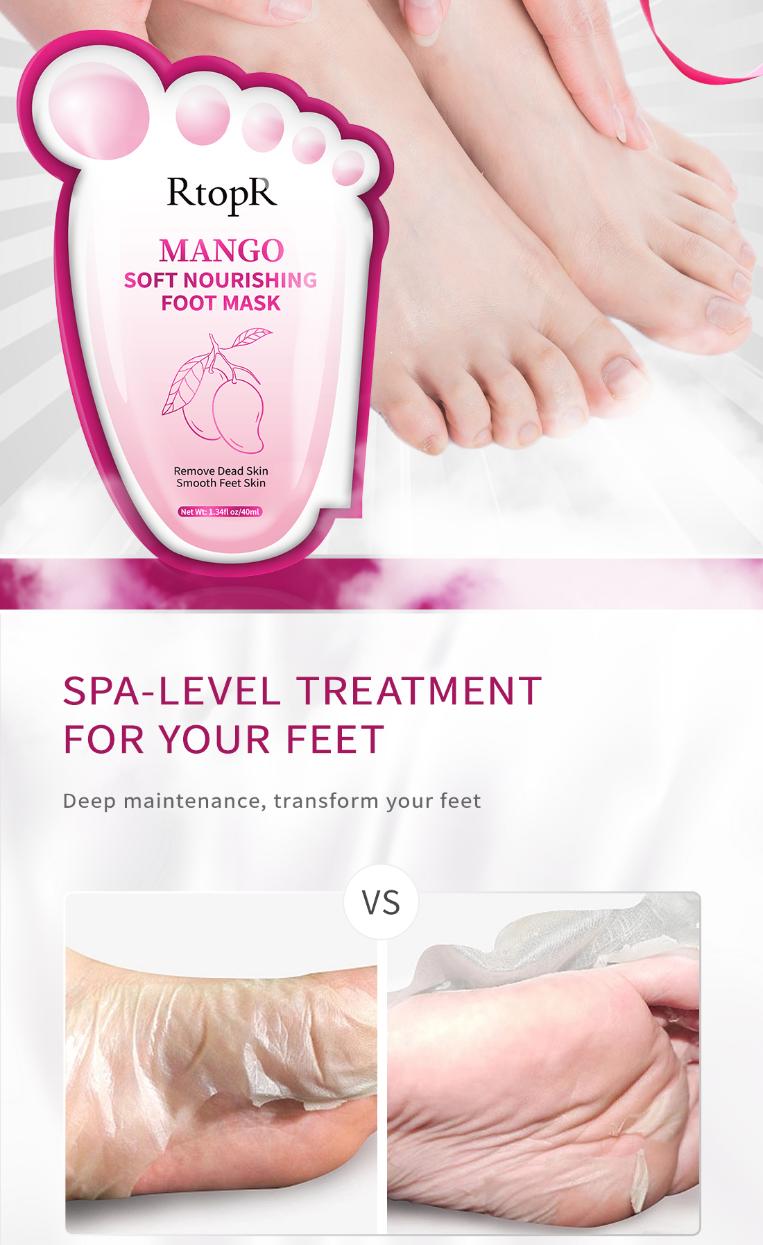 RtopR Mango Foot Mask Whitening Moisturizing Exfoliating Remove Dead ...