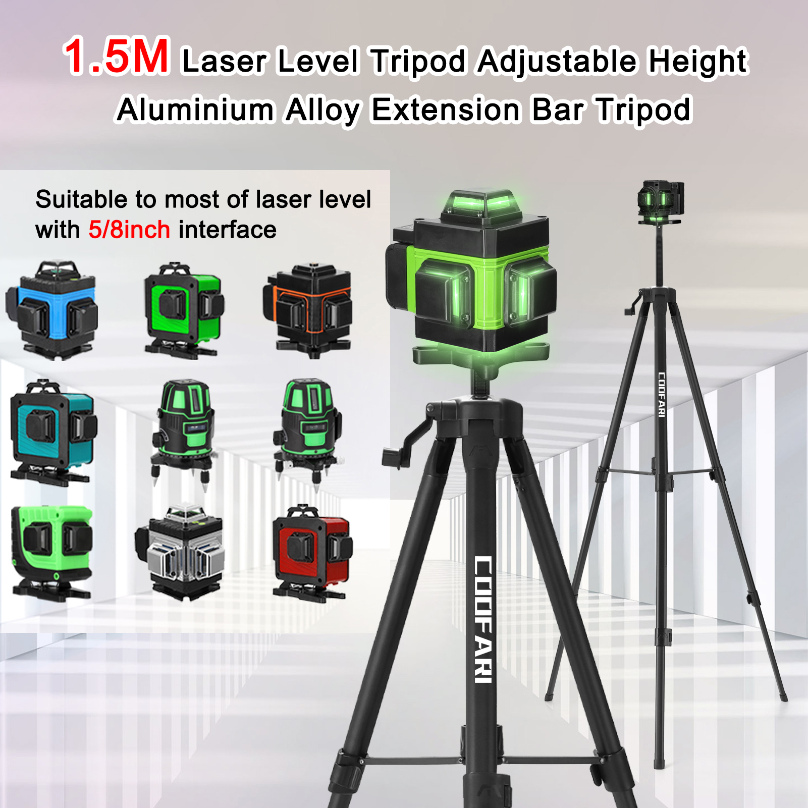 1.2M/1.5M Laser Level Tripod Adjustable Height Thicken Aluminum Tripod ...