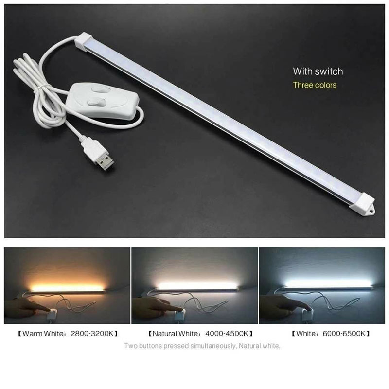 LED Light Strip 3 Color 35cm USB Bar Lights Reading Lamp Dimmable ...