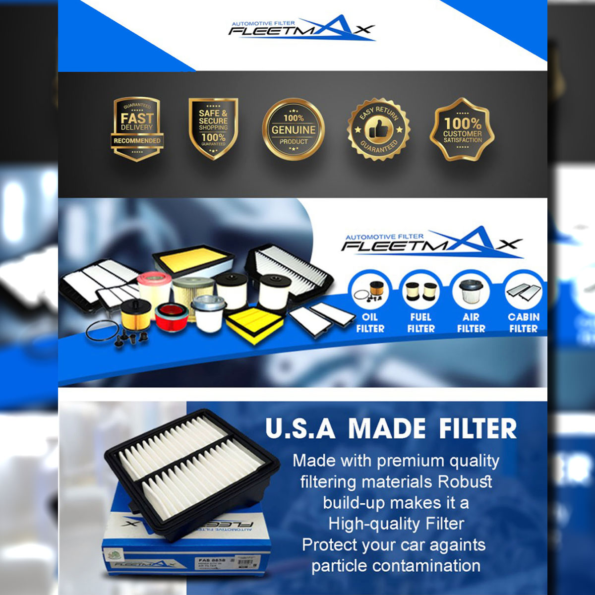 Fleetmax Air Filter / Air Cleaner for TOYOTA HIACE, GRANDIA D-4D 3.0 ...