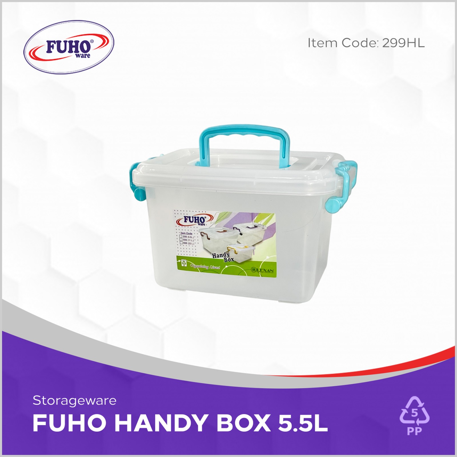1 pc FUHO 5.5L Plastic Handy Box Container with Handle, #299HL | Shopee ...