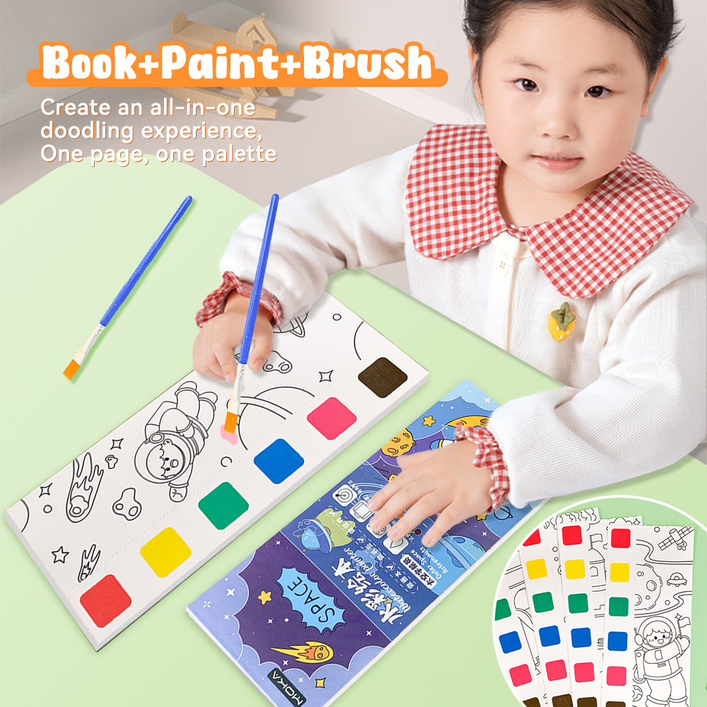 12 Sheets Painting Coloring Book Set with Paintbrush Graffiti ...