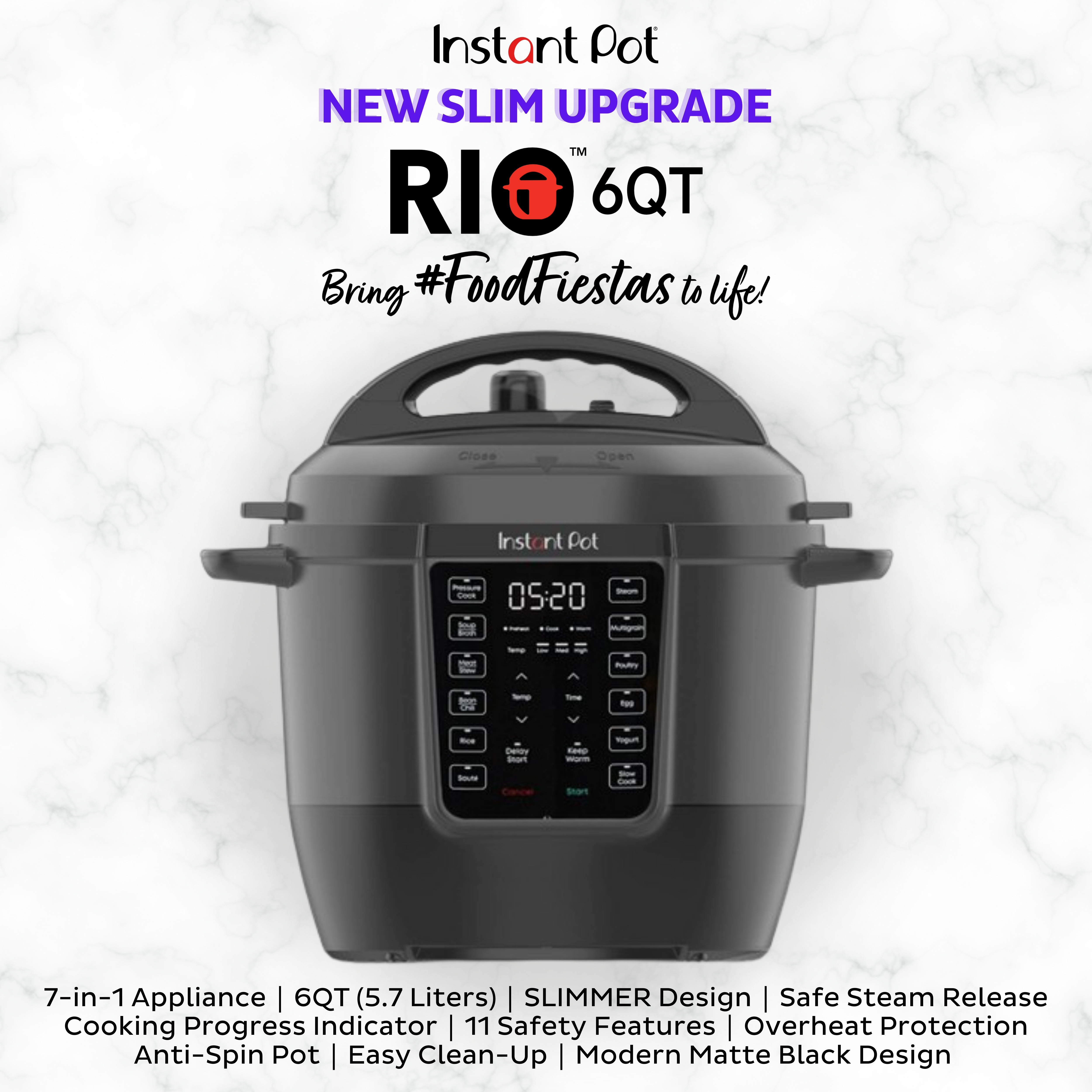 Instant Pot RIO 6QT Liters) 7-in-1, Multifunction Electric Pressure  Cooker - Main Image