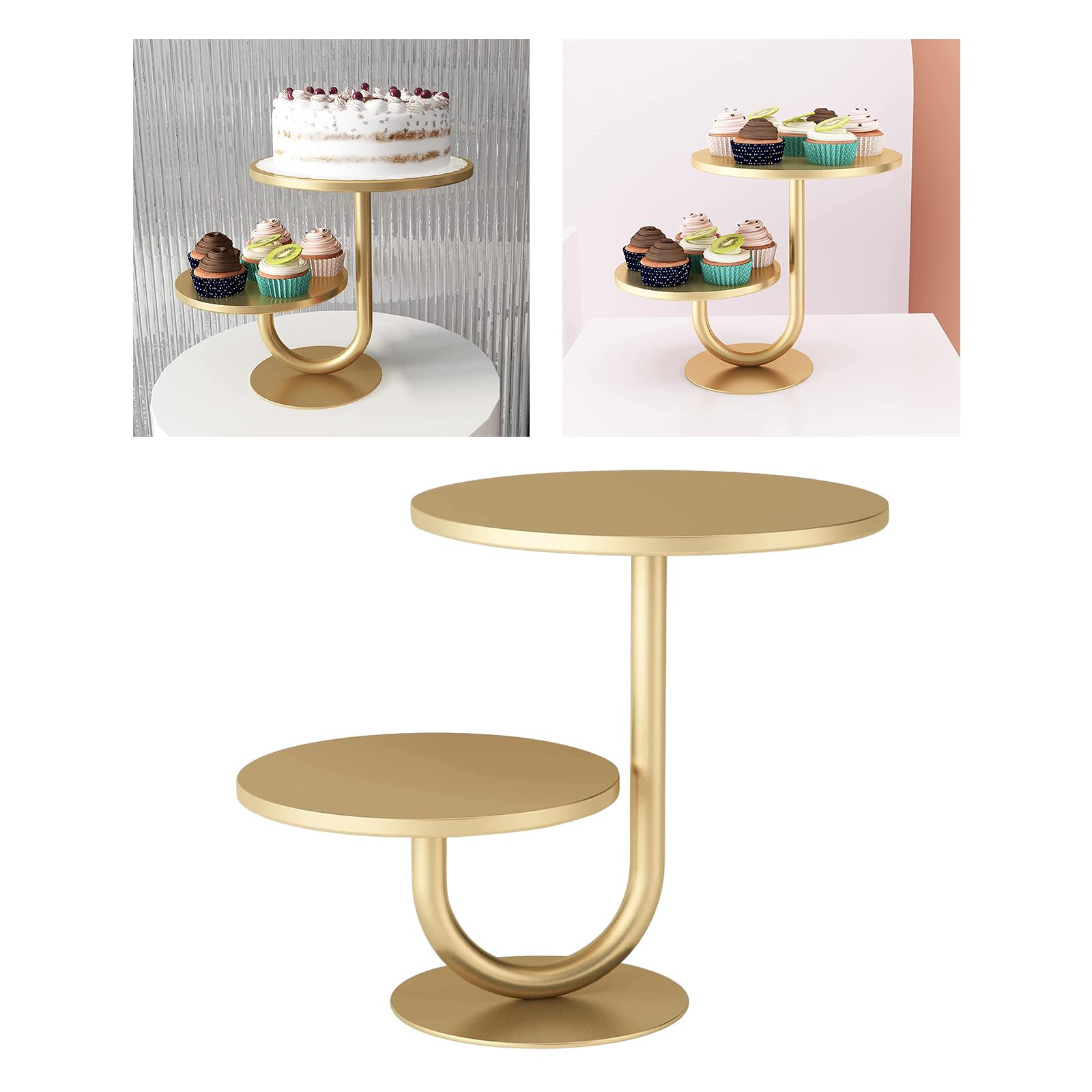Two layer golden J-shaped dessert display rack wedding props cake and ...