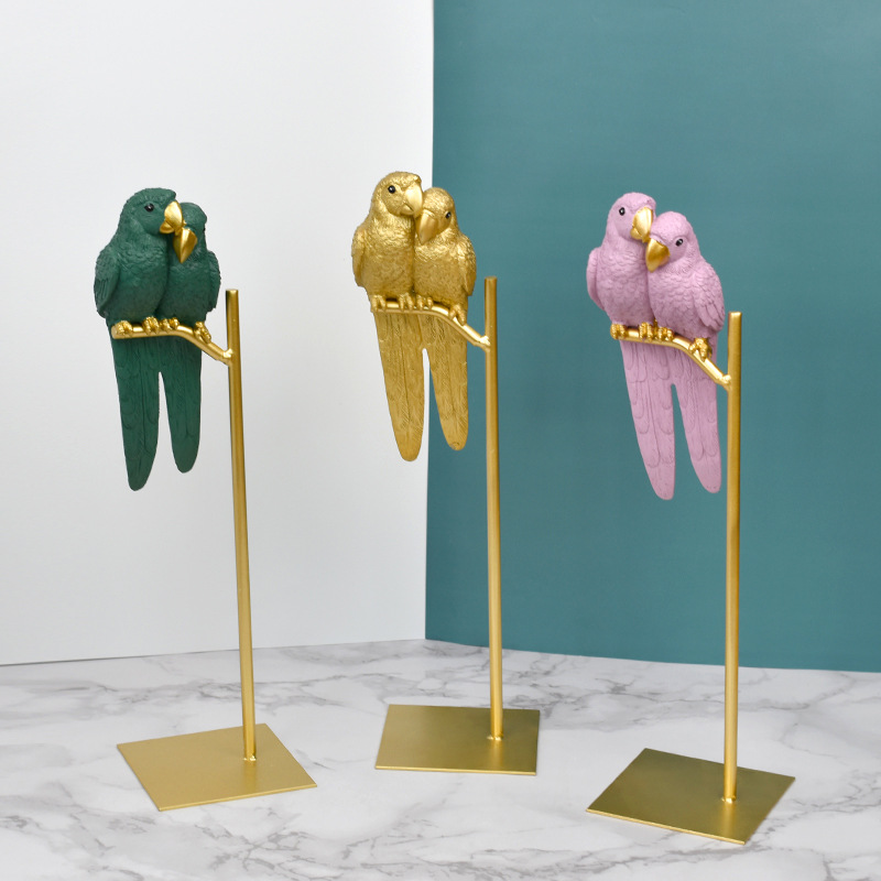 Creative Luxury Nordic Couple Colorful Tall Parrot Resin Bird Table ...