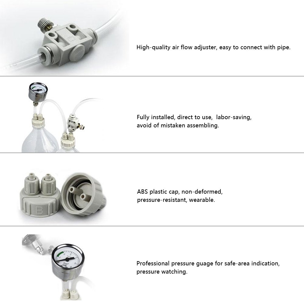 DIY CO2 Generator System Kit with Pressure Gauge Air Flow Adjustment