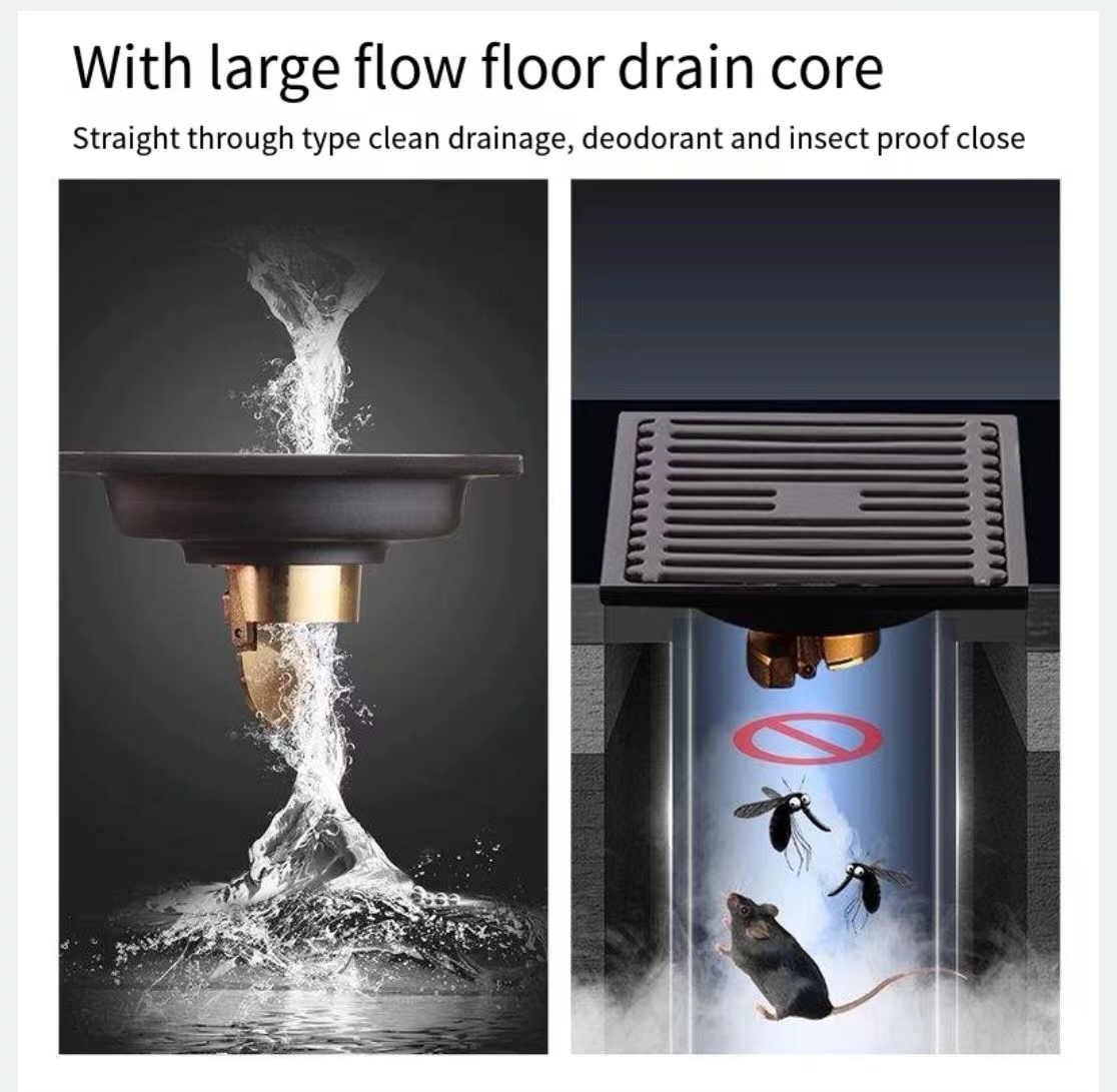 Square Floor Drains SUS304 Stainless Steel Shower Drainer Bathroom ...